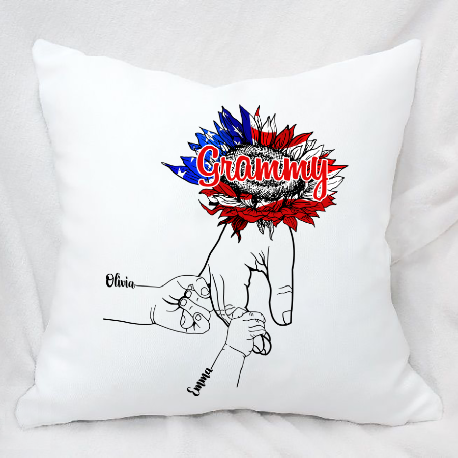 Customized Pillow With Hands Grandkids Grandma Flag Pillow Gift To My Grammy Birthday Gift Mothers