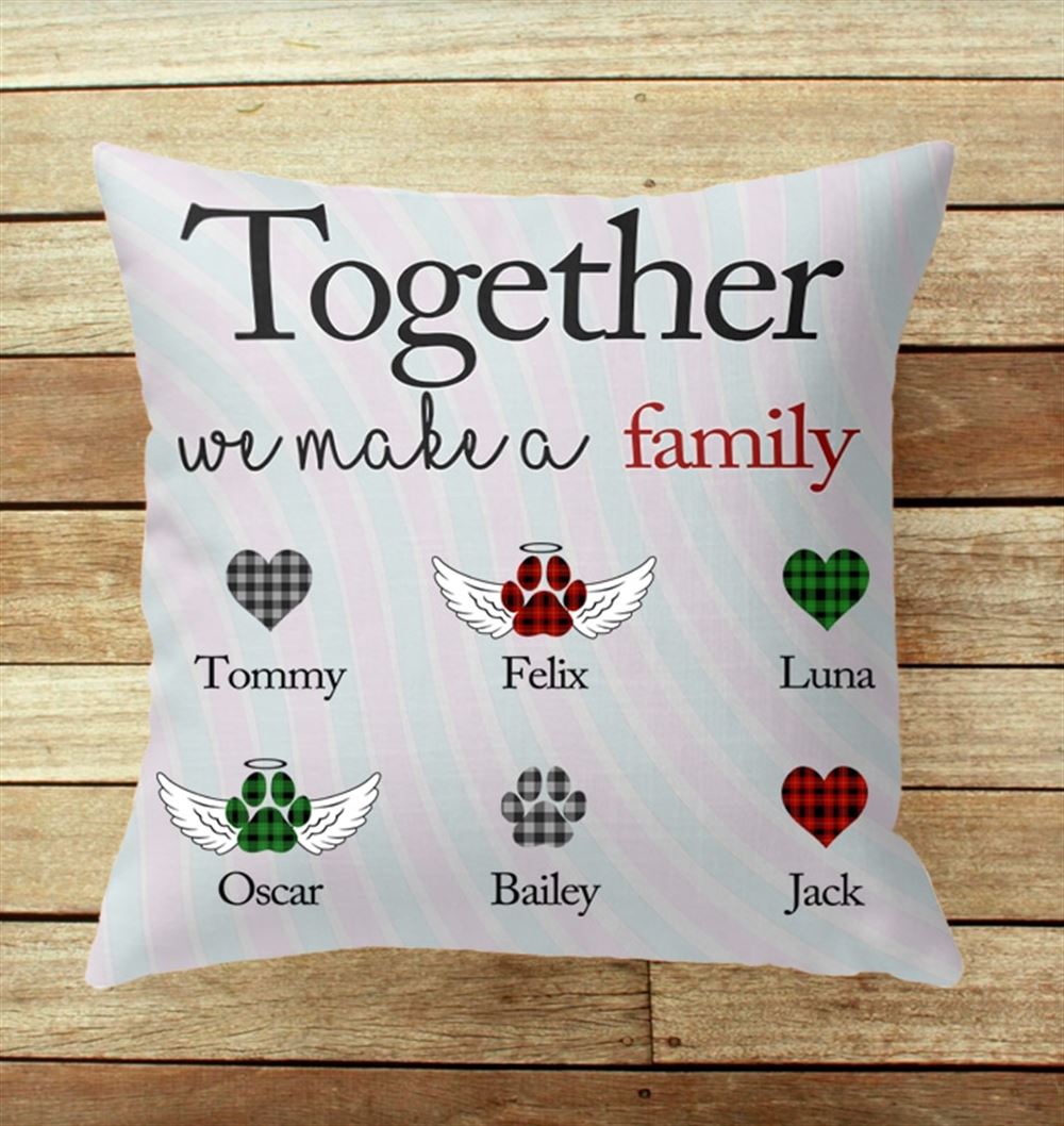 Family Together Couple Dog Cat Personalized Throw Pillow Insert Included