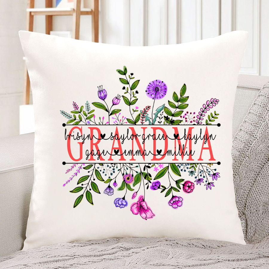 Floral White Indoor Pillow Gift For Grandma Mimi