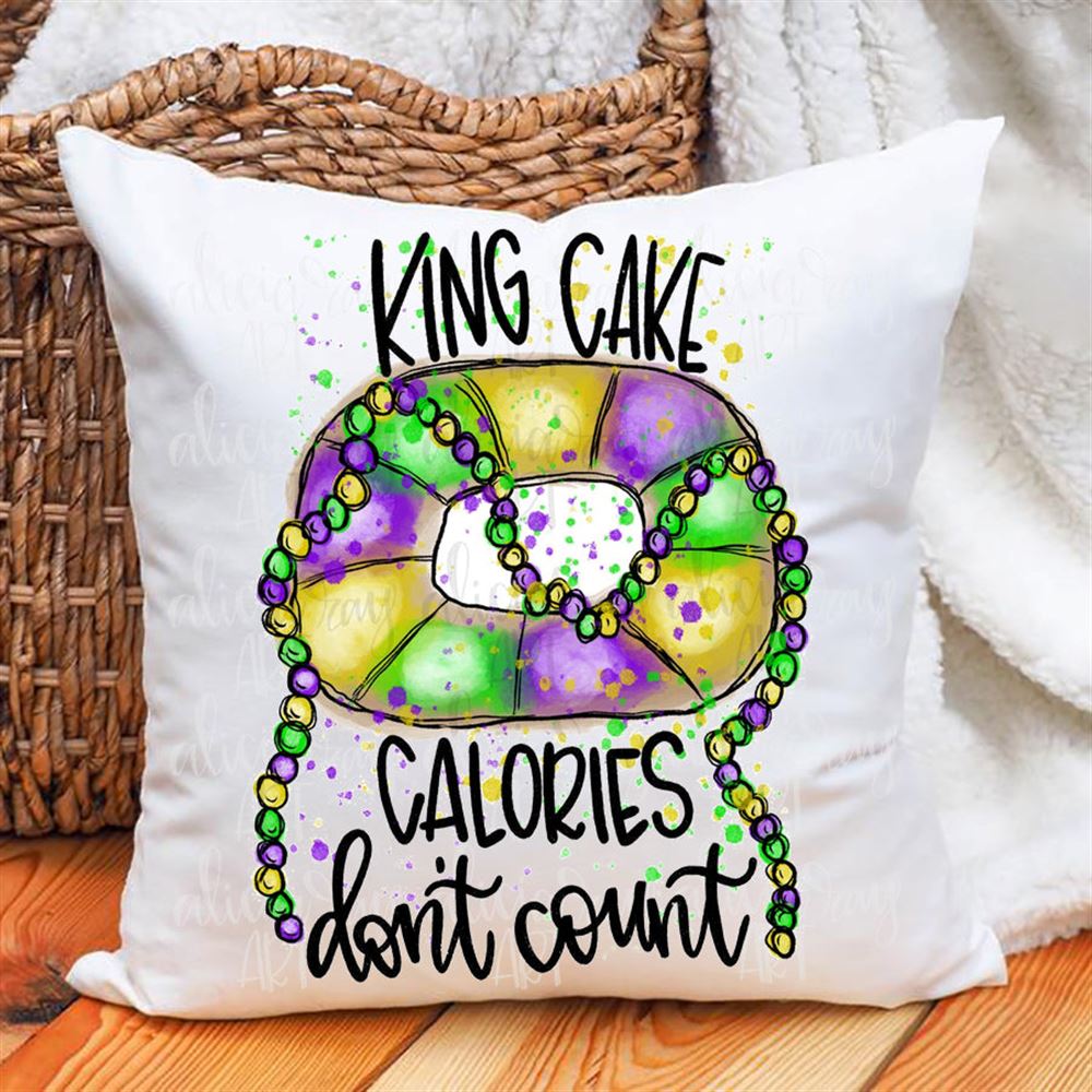 King Cake Calories Dont Count Mardi Gras Pillows Mardi Gras Indoor Outdoor Pillows
