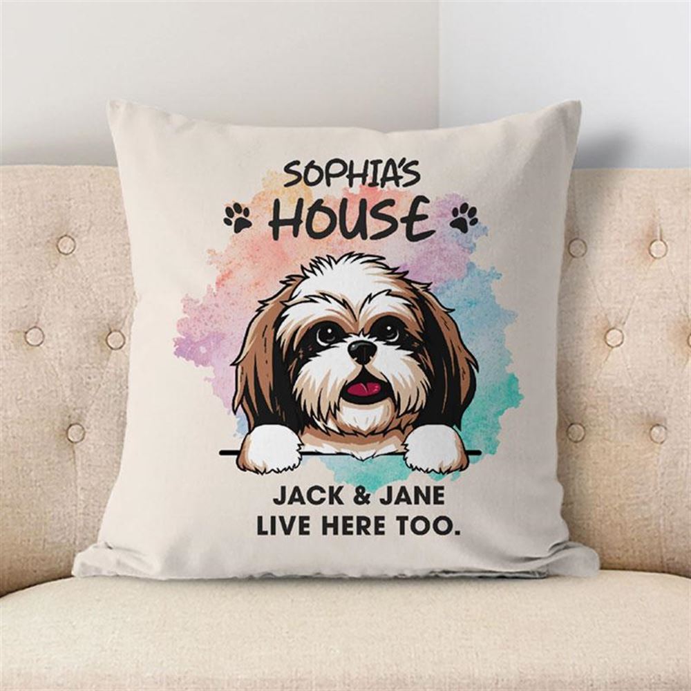 Live Here Too Personalized Pillows Custom Gift For Dog Lovers