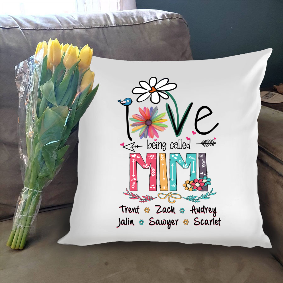 Love Being Called Mimi Grandkids Floral Funny Mothers Day Gift Indoor Pillow Pillow For Grandma