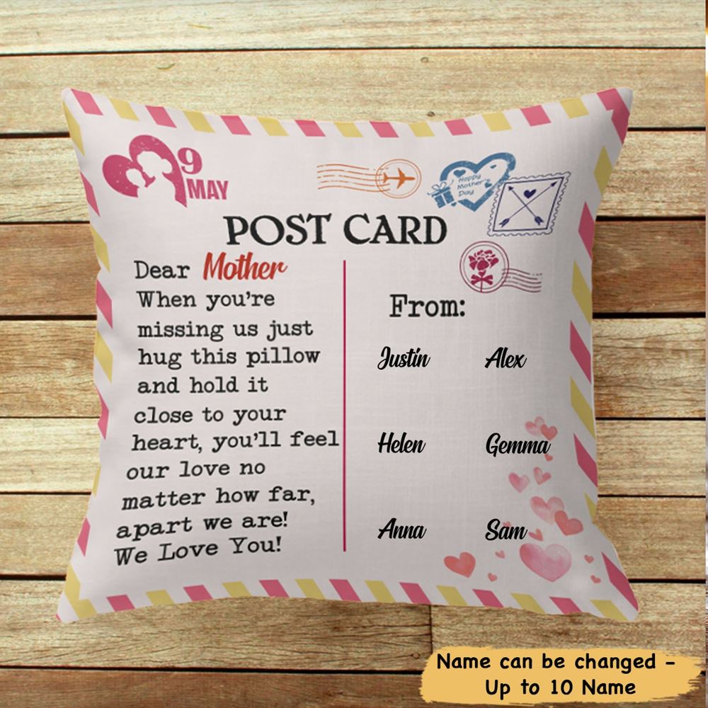 Mother Day Gift Love Postcard Personalized Pillow Insert Included