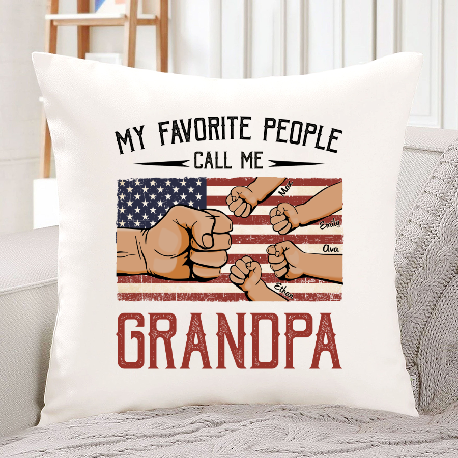 My Favorite People Call Me Grandpa American Flag Indoor Pillow