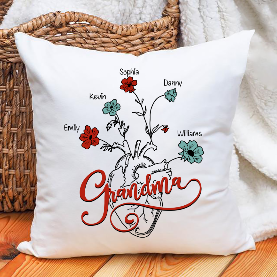 Personalize Grandma With Grandkids Indoor Pillow Pillow Gift To Grandma On Mothers Day