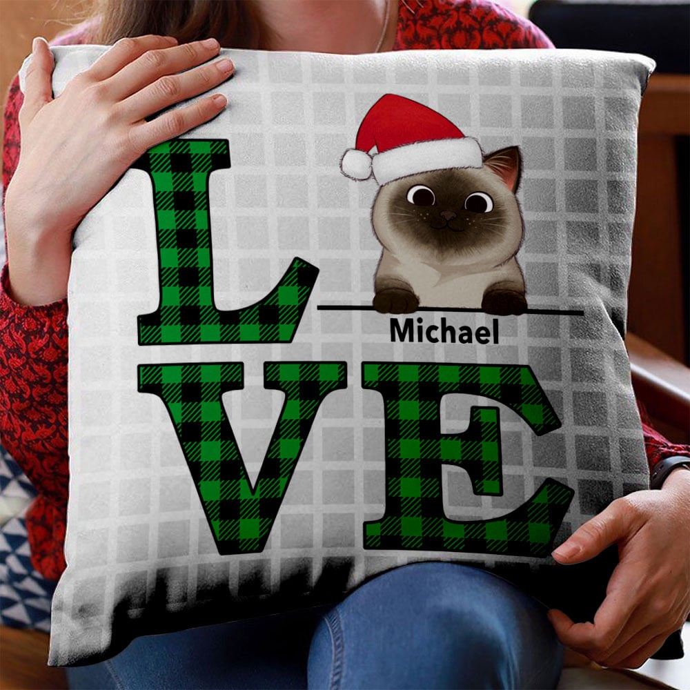 Personalized Cat Love Pillow Christmas Gift For Cat Lovers Insert Included