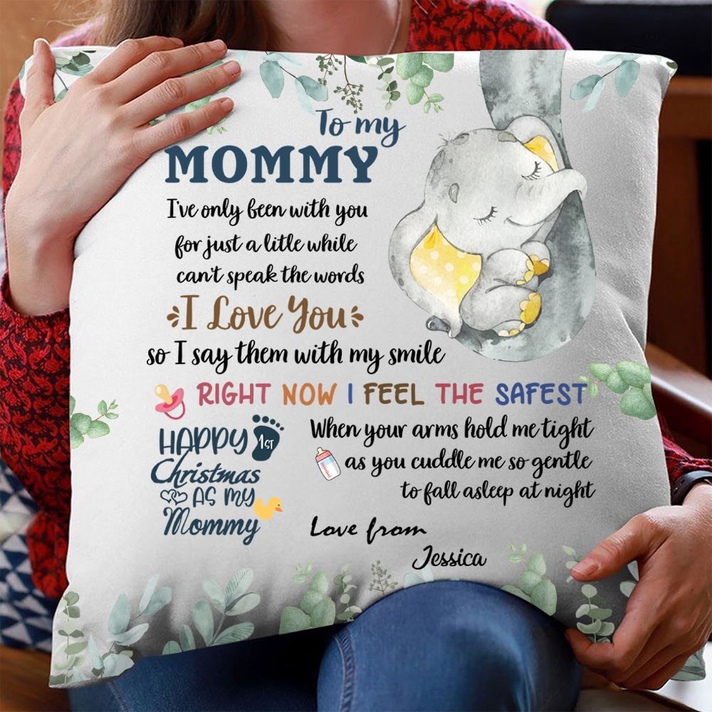 Personalized Christmas Gift For New Mom Feel The Safest Pillow