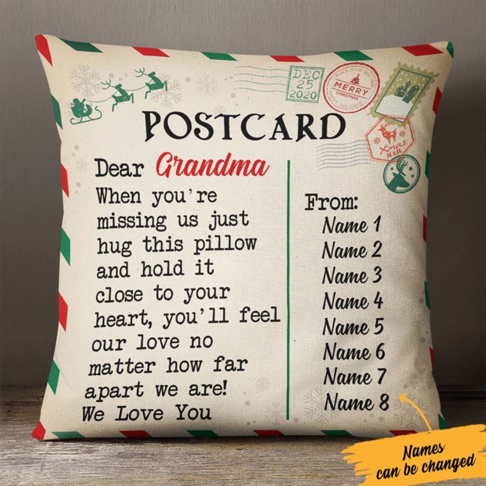 Personalized Christmas Letter To Grandma Postcard Pillow