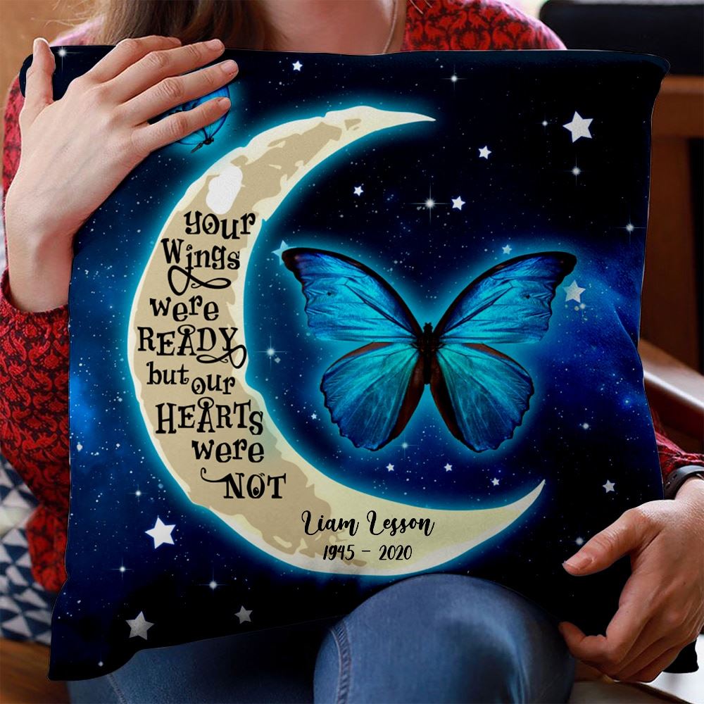 Personalized Custom Memorial Pillow Memory Gift Family Angels Your Wings Were Ready But Our Hearts Were Not