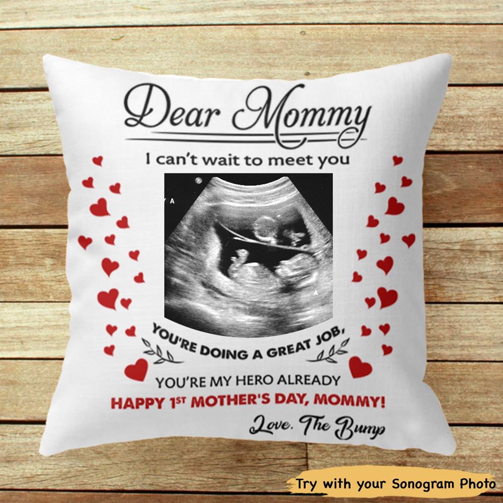 Personalized Dear Mommy I Cant Wait To Meet You Happy Mothers Day Gift Pillow Insert Included