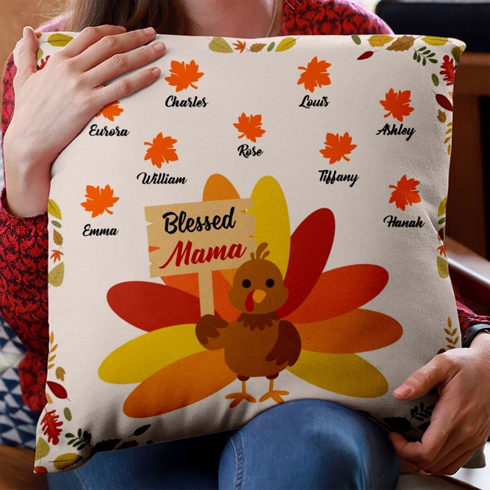Personalized Fall Halloween Thankful Mom Grandma Pillow Insert Included