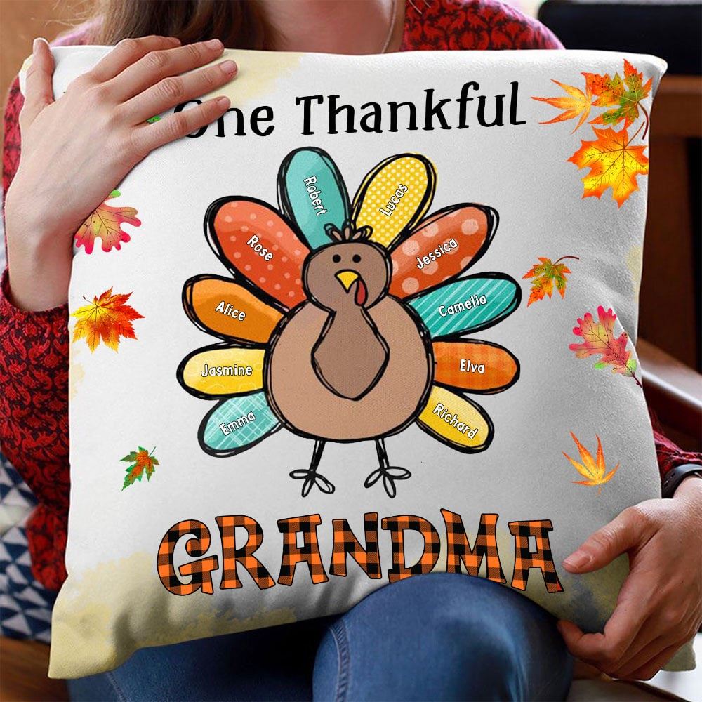 Personalized Fall Thanksgiving Grandma Turkey Pillow Insert Included