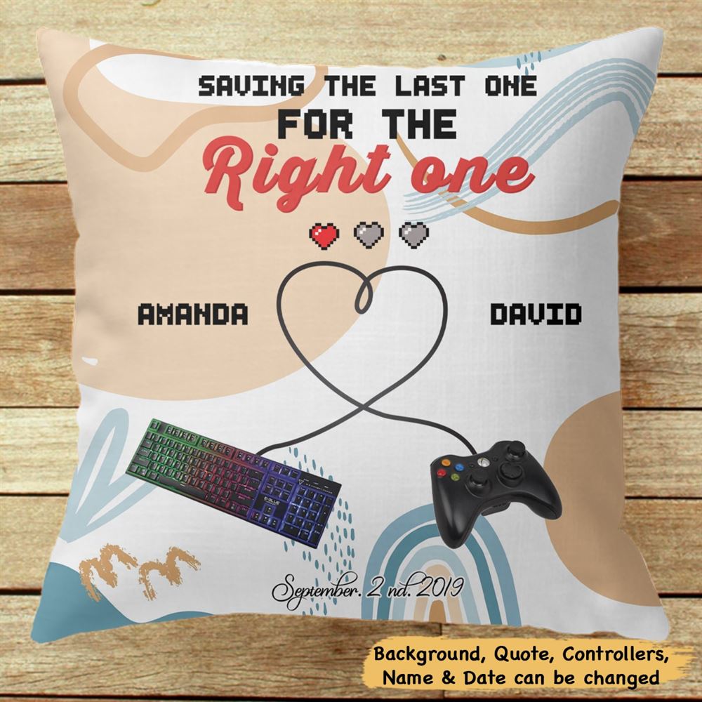 Personalized Gaming Controllers Couple Custom Pillow Forever In 2 Player Mode Customize Square Pillow