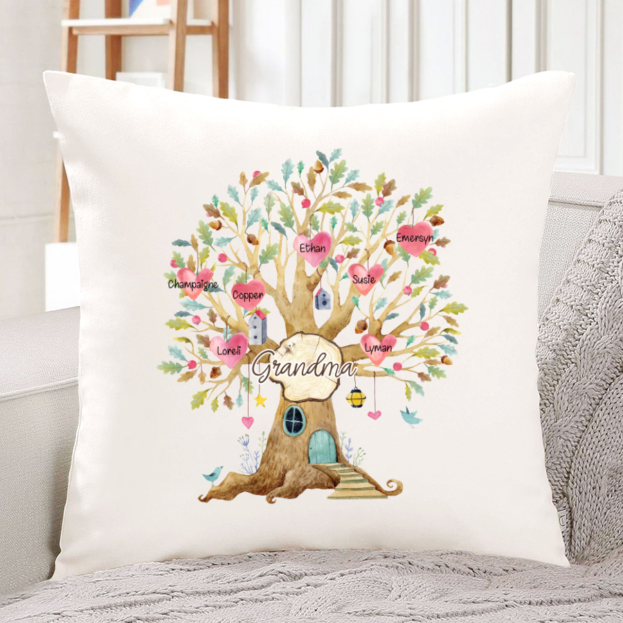 Personalized Grandkids Family Tree And Grandma Indoor Pillow