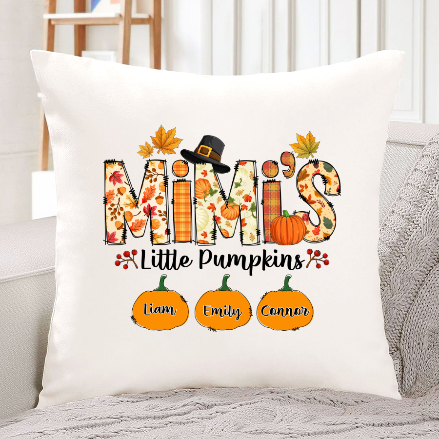 Personalized Grandma Mimi Fall Autumn Pumpkin Season Halloween Thanksgiving Indoor Pillow