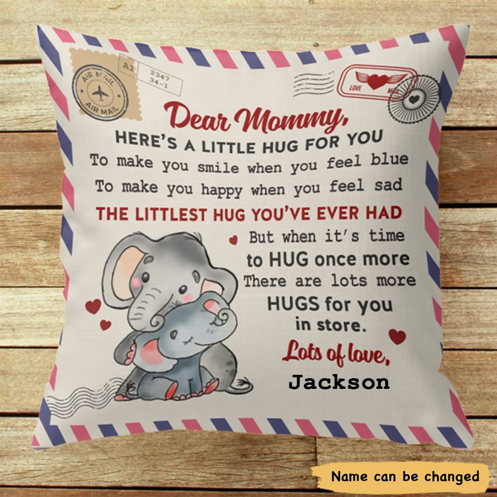 Personalized Heres A Little Hug For You Mothers Day Throw Pillow Insert Included