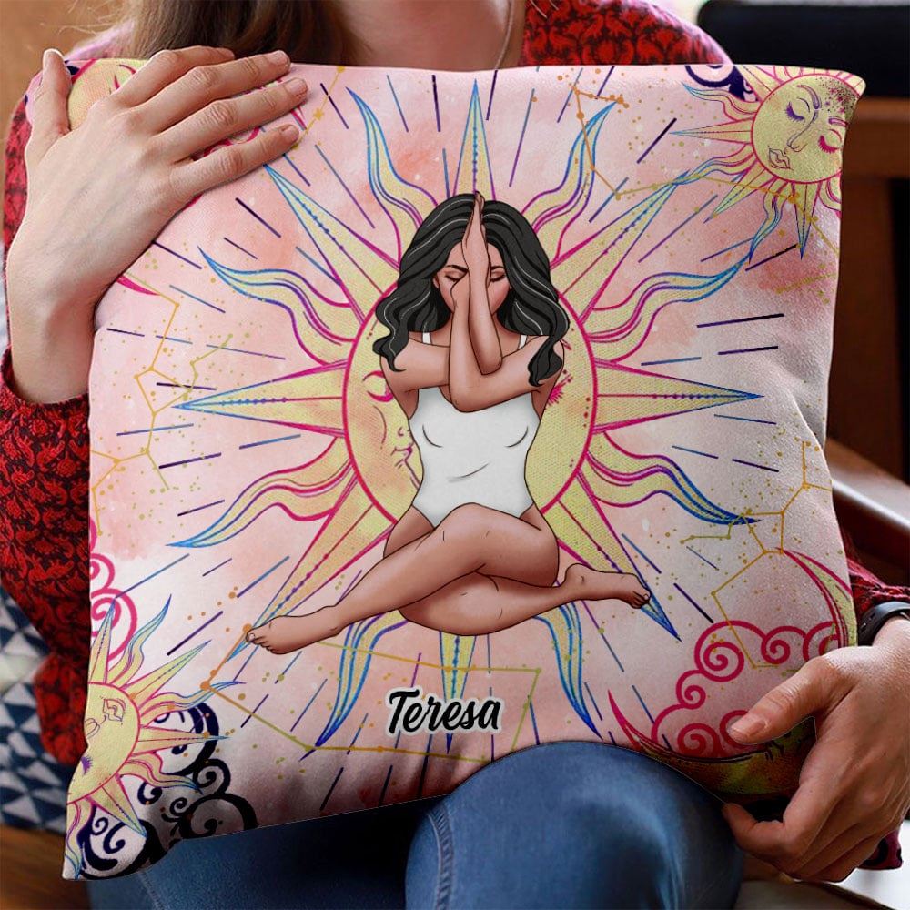 Personalized Hippie Girl Pillow Gift For Yoga Lovers Insert Included