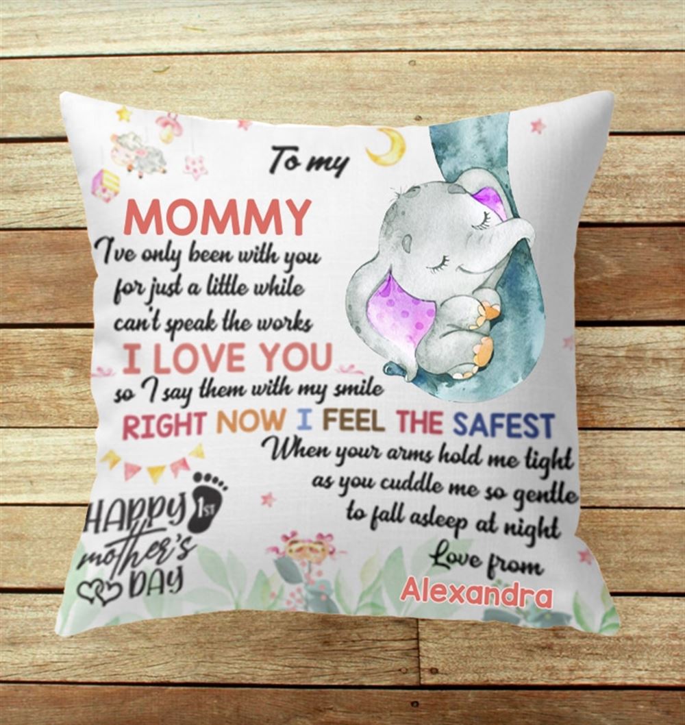 Personalized Love Mother Elephant Happy Mothers Day Pillow