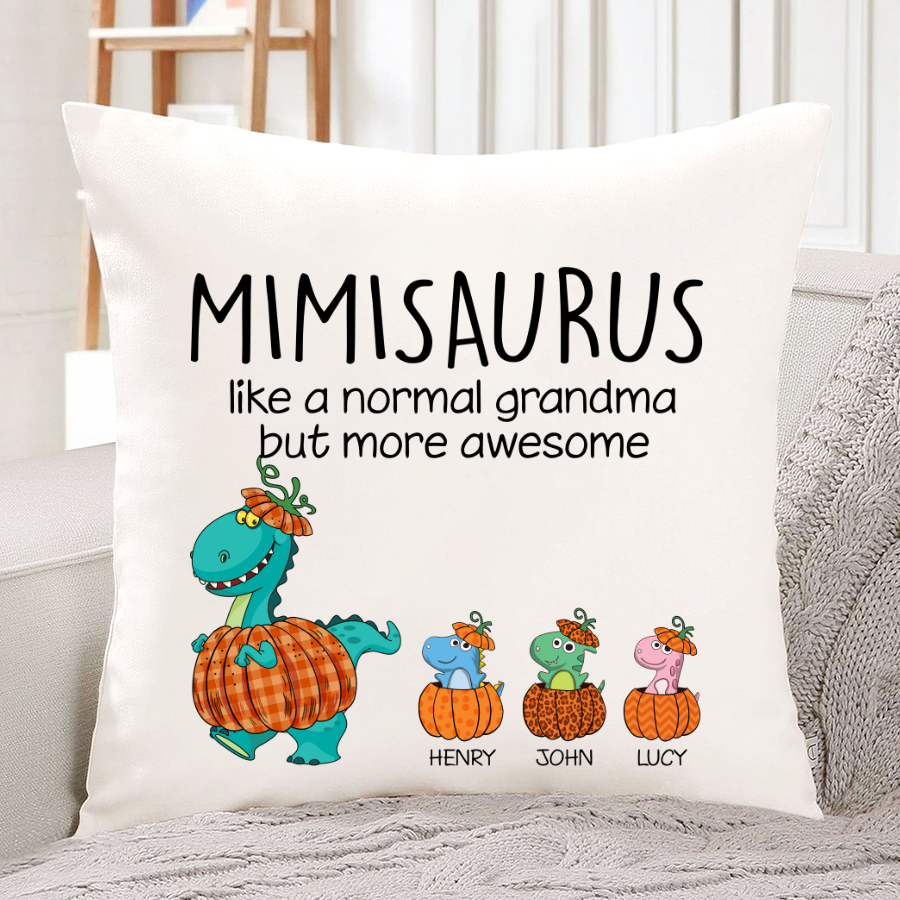 Personalized Mimi Saurus And Grandkids Pumpkin Halloween