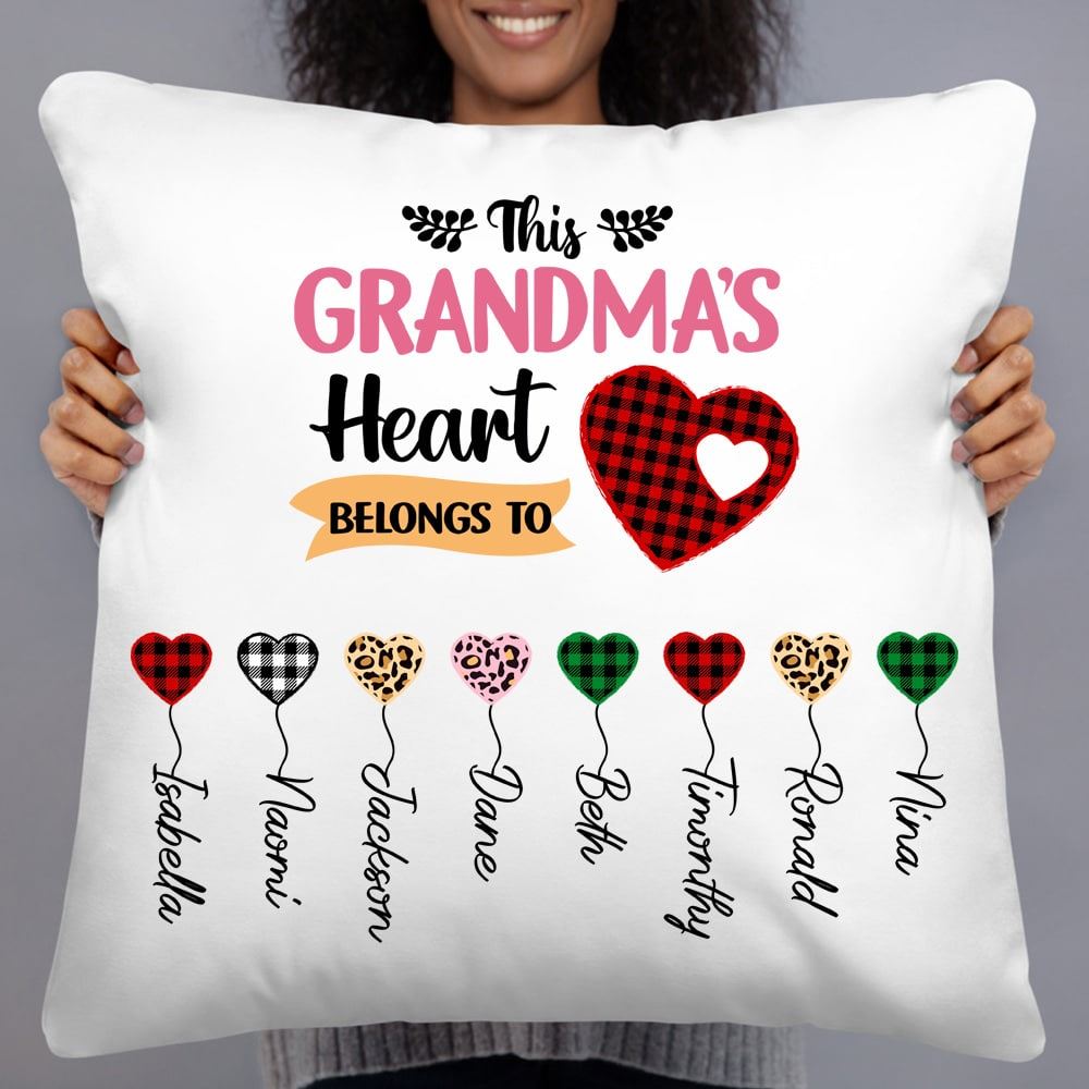 Personalized Mom Grandma Heart Belongs To Pillow