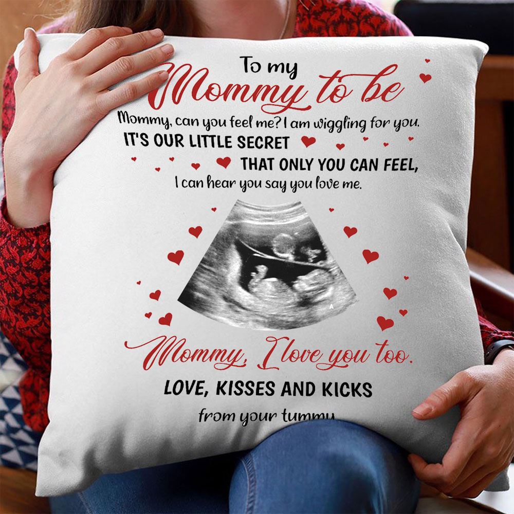 Personalized Mommy Mommy I Am Wiggling For You Pillow Sonogram Photo Gift