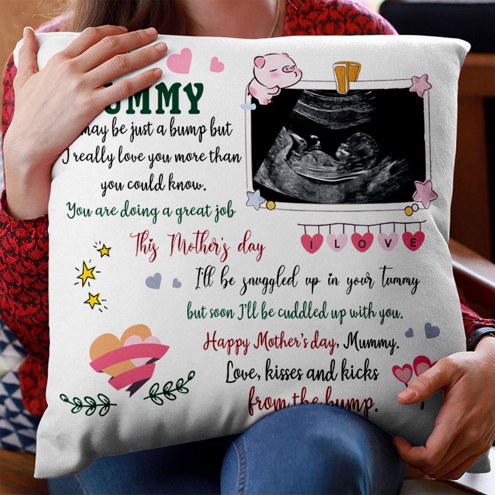 Personalized Mummy Happy Mothers Day Pillow Sonogram Photo Upload Gift