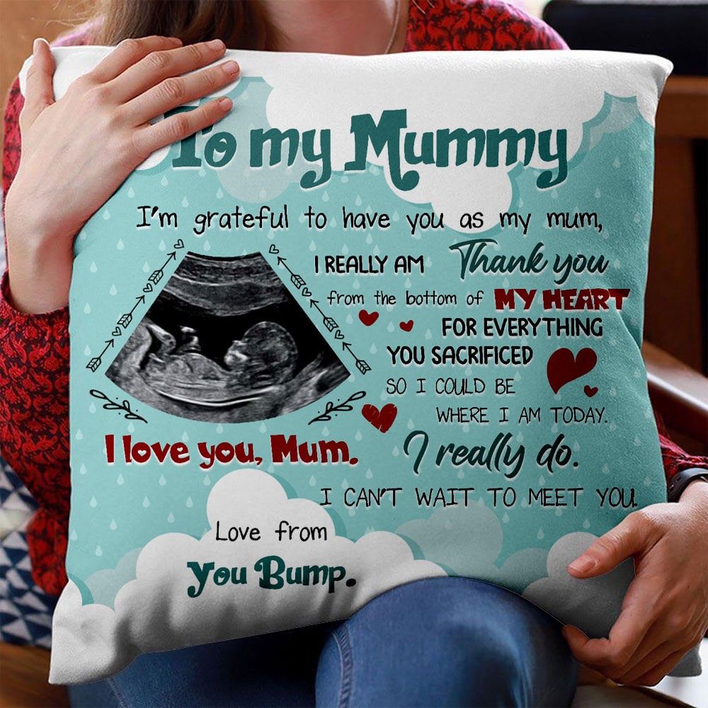 Personalized Mummy I Love You Mum Pillow Custom Sonogram Photo Upload Gift