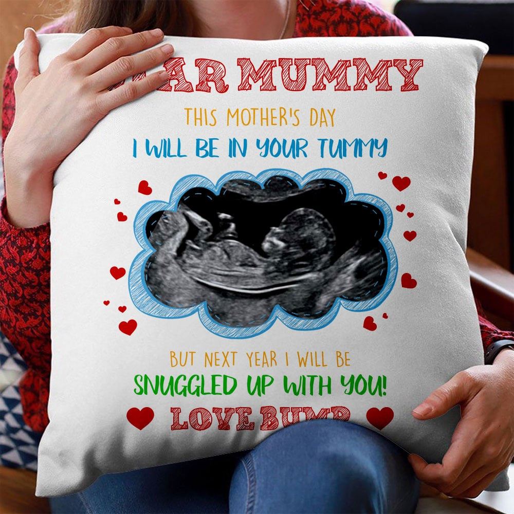 Personalized Mummy Next Year Ill Be Snuggled Up With You Pillow Ultrasound Photo Upload Gift For Mom To Be