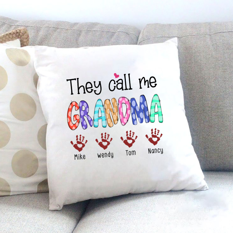 Personalized Pillow Gift To Grandma They Call Me Mimi Grandkids Indoor Pillow