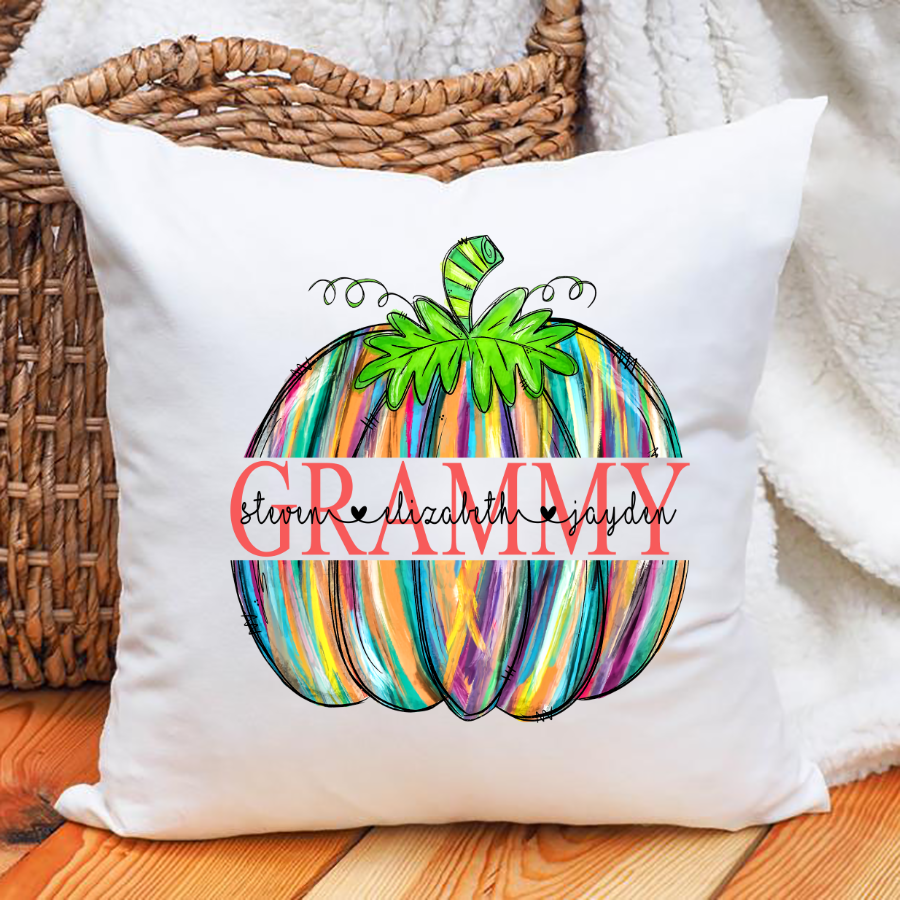 Personalized Pumpkin Indoor Pillow Grammy And Grandkids Name