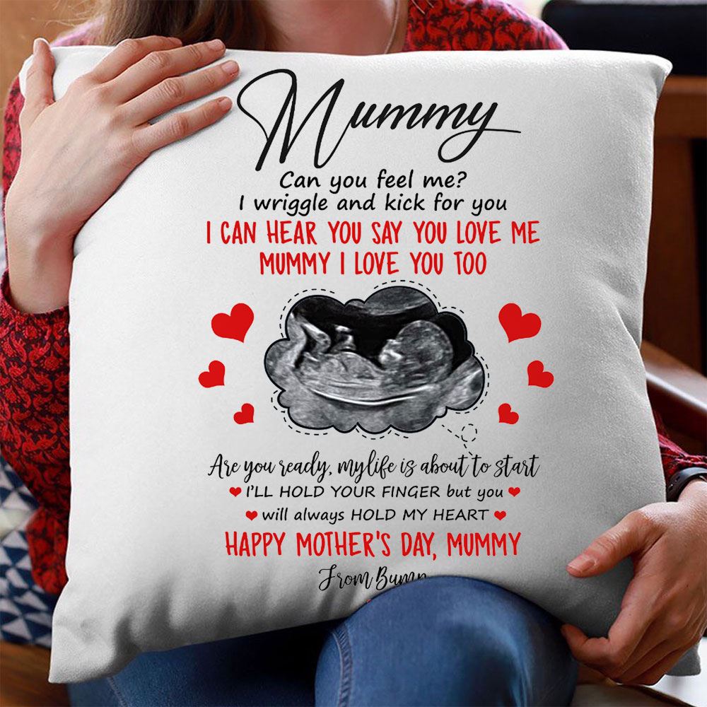 Personalized Sonogram Photo Upload Pillow Gift For Mom To Be