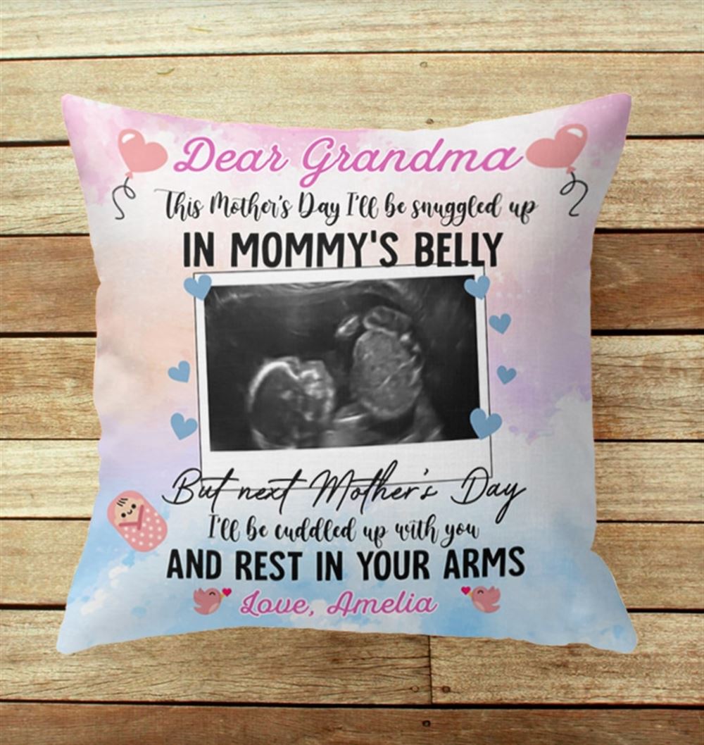 Personalized Ultra Sound Gift For Grandma This Mothers Day In Mommys Belly Throw Pillow