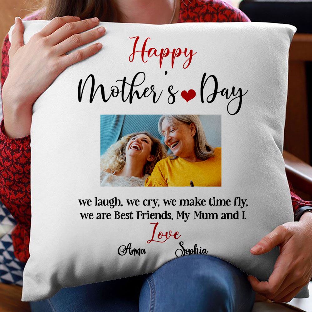 Personalized We Laugh We Smile We Make Time Fly Pillow Mothers Day Gift For Mom