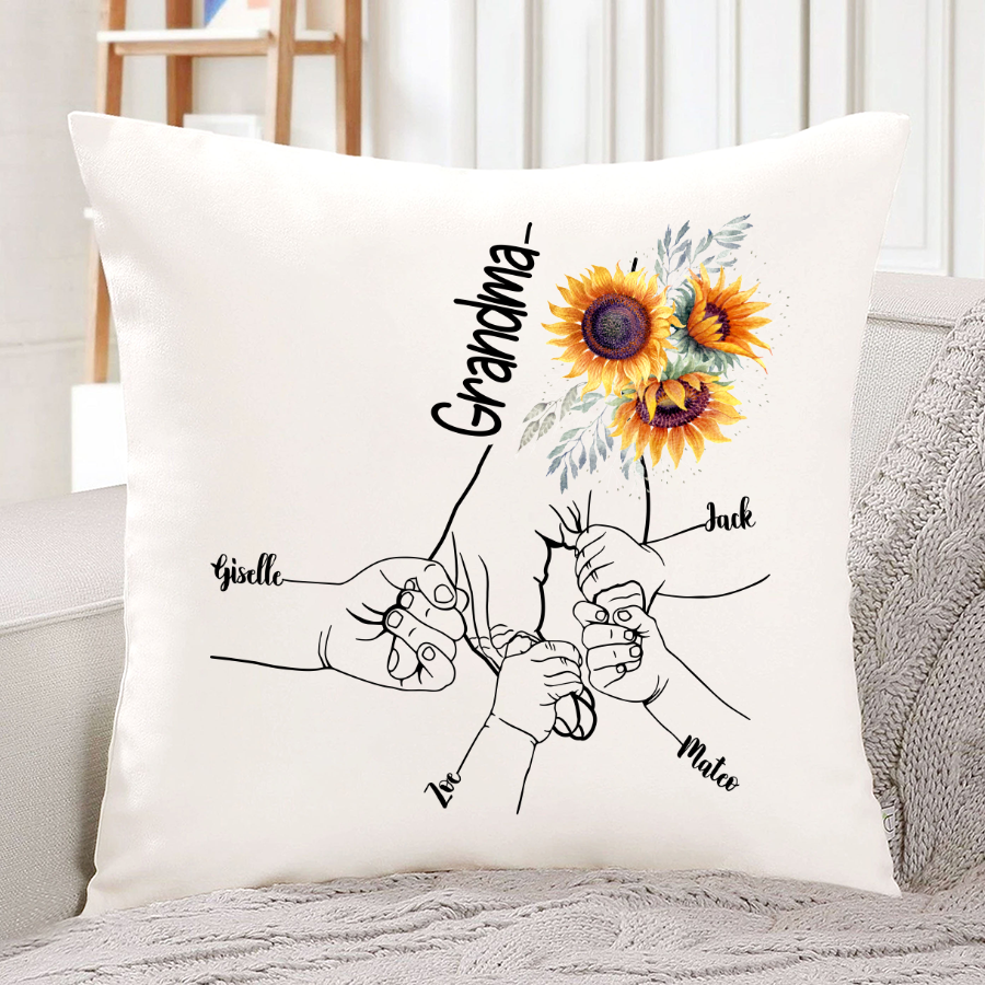 Pillow For Grandmother Hands Children Mom Sunflower Pillow To My Mom Grandma On Her Mothers Day Ind
