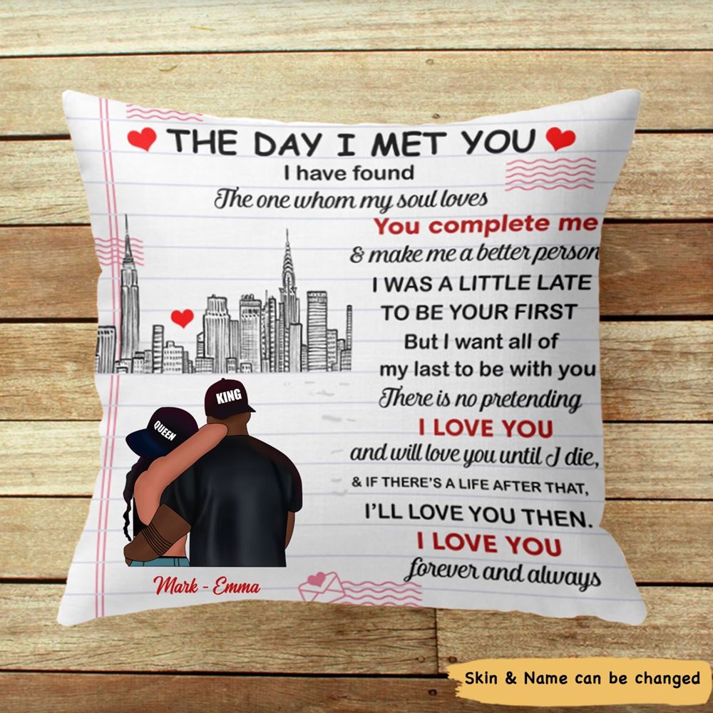 Pillow Personalized Couple The Day I Met You Pillow Insert Included