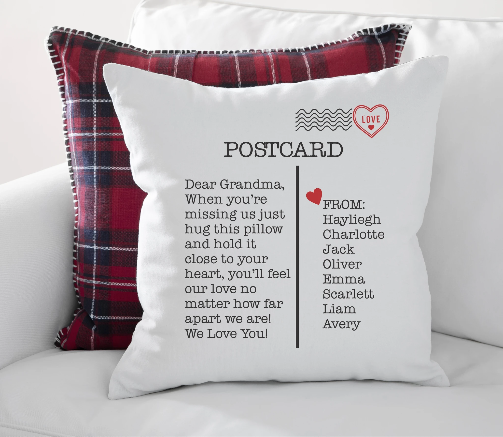 To Grandma With Love Postcard Pillow Cover Holiday Gift