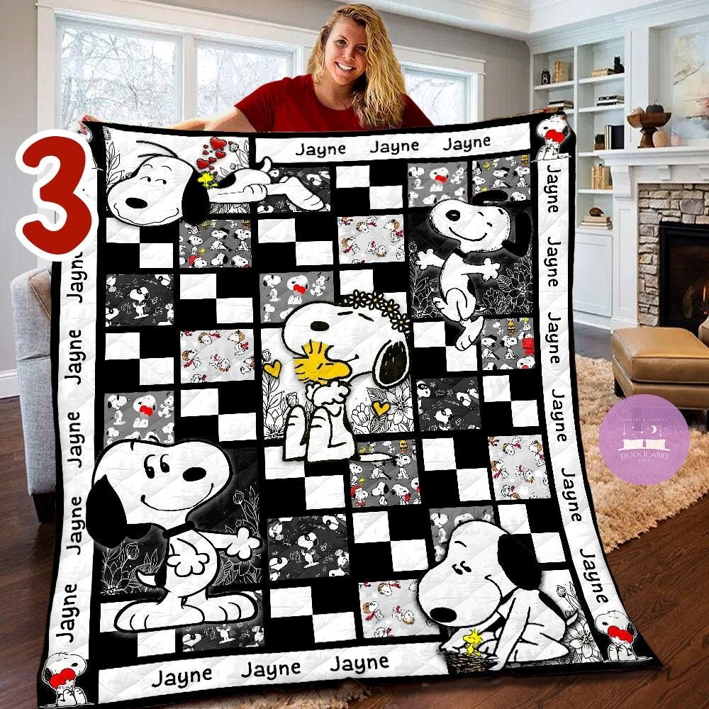 8 Options - Personalized Snoopy Quilt Blanket Snoopy Fleece Blanket Snoopy Birthday Gifts Snoopy Christmas Gifts For Kids