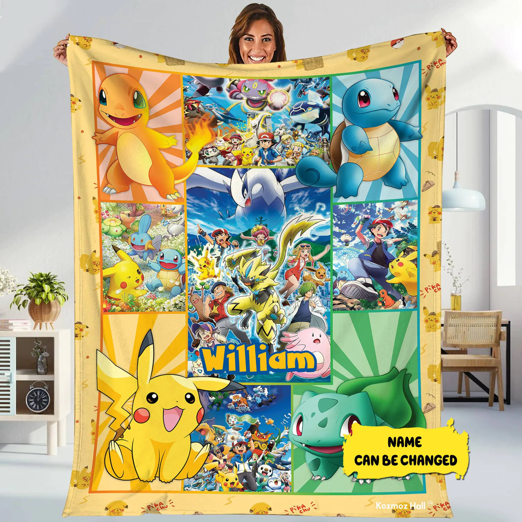 Anime Fleece Blanket Personalized Pikachu Blanket Eevee Snorlax Gengar Charmander Blanket Anime Characters Party Gifts Gifts For Kids