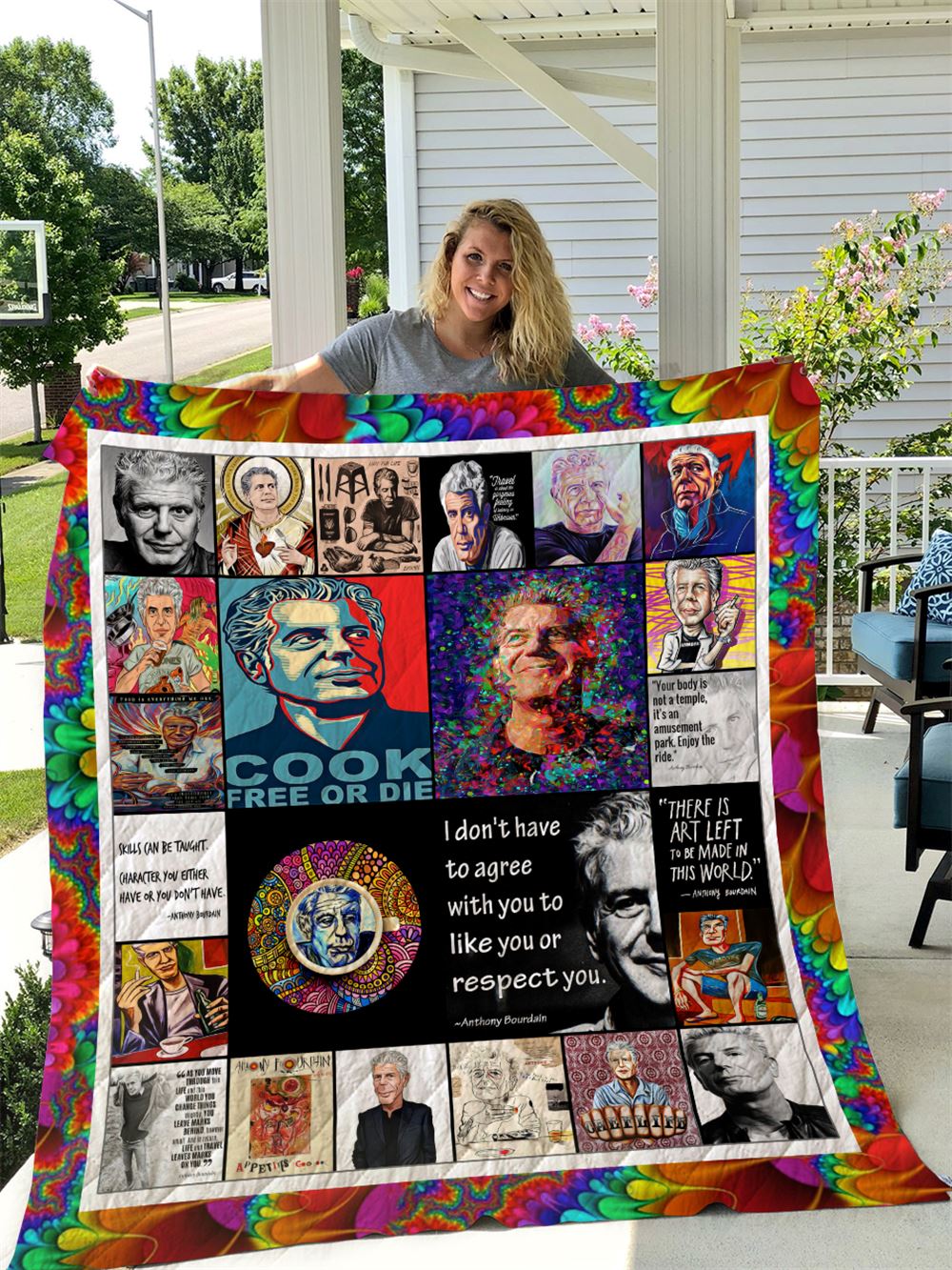 Anthony Bourdain Quilt Blanket I1d2