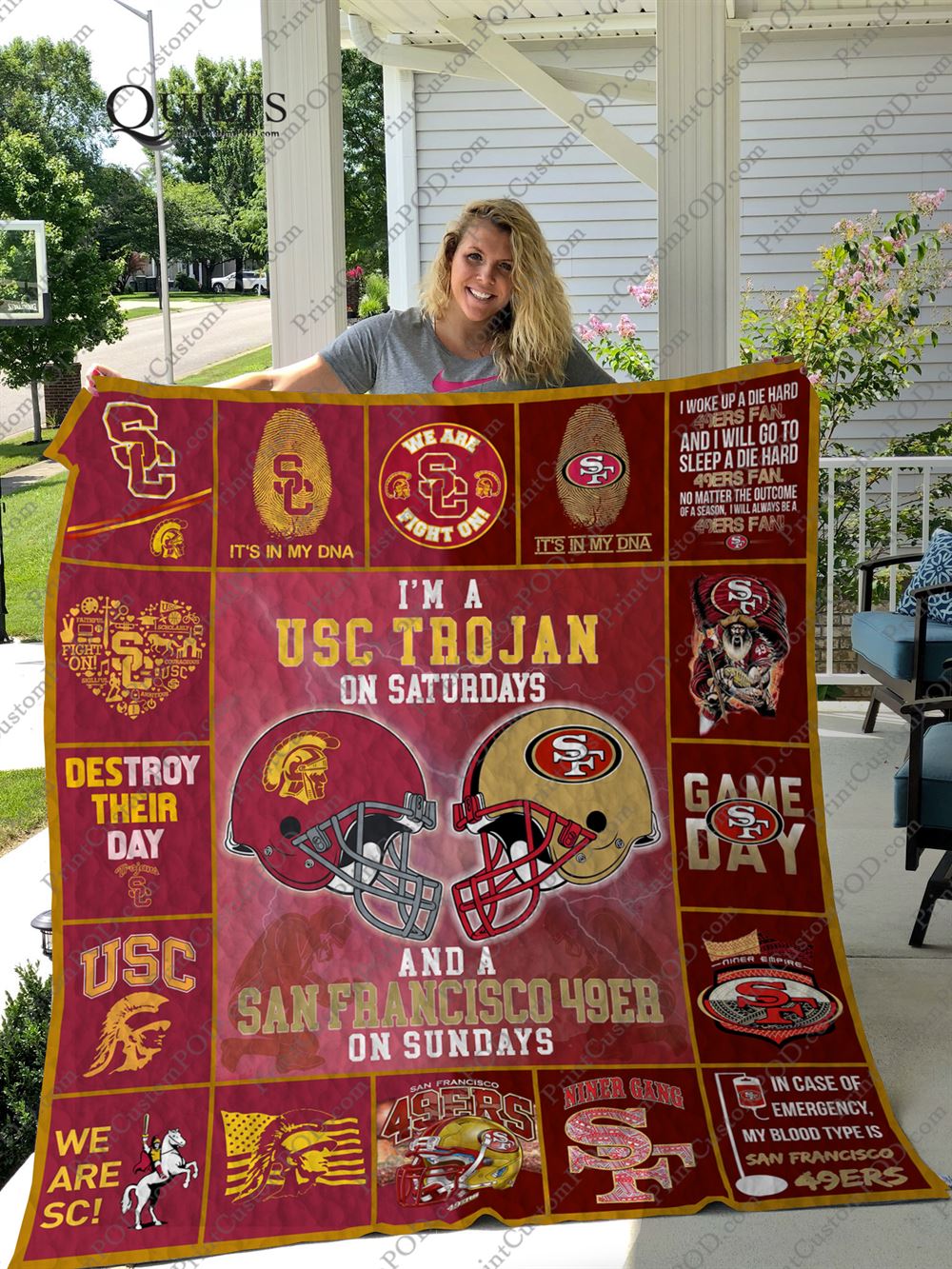 Bl- Usct Sf49ers Quilt Blanket