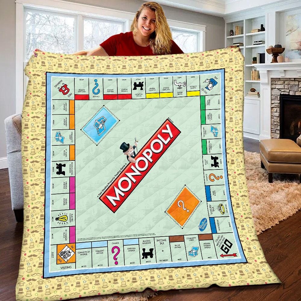 Board Game Monopoly Quilt Monopoly Fleece Blanket Monopoly Board Game Birthday Gifts Monopoly Game Christmas Gifts For Kids