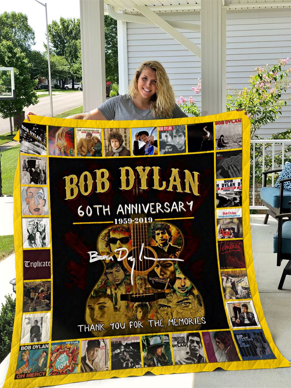 Bob Dylan 60th Anniversary Quilt Blanket I1d2