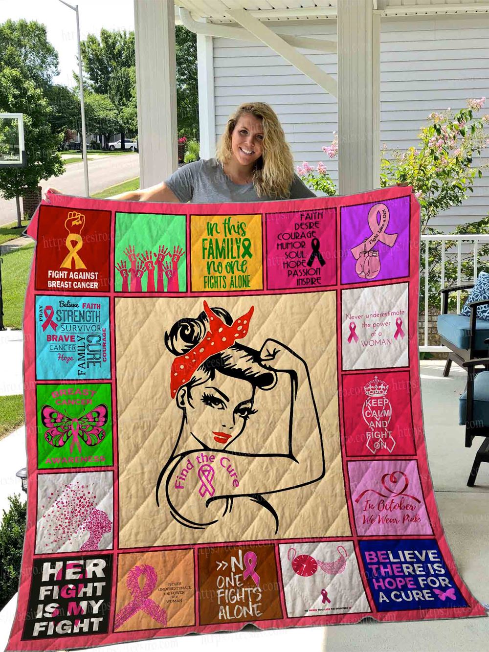 Breast Cancer Quilt Blanket 03