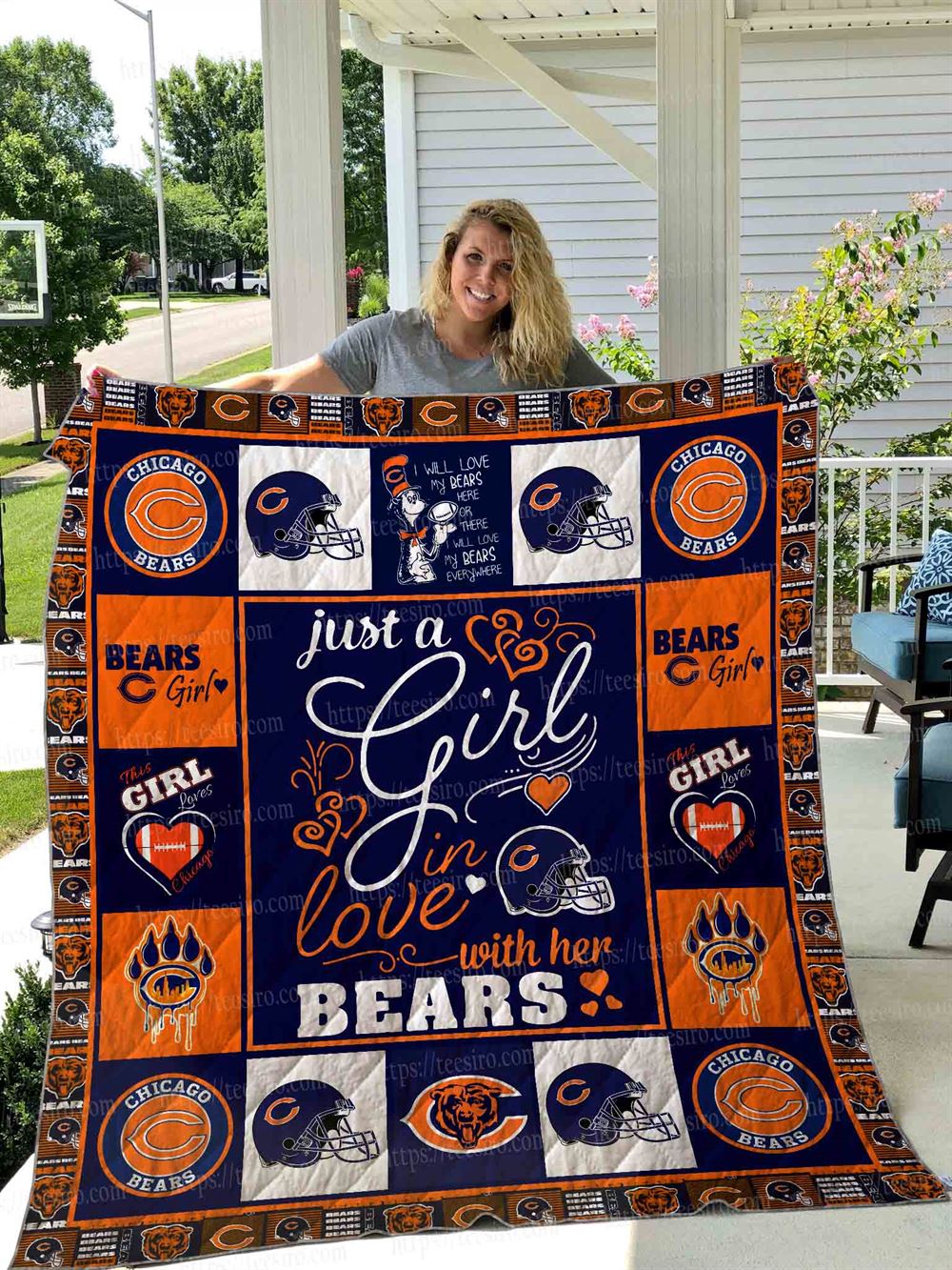 Chicago Bears Girl Quilt Blanket 01