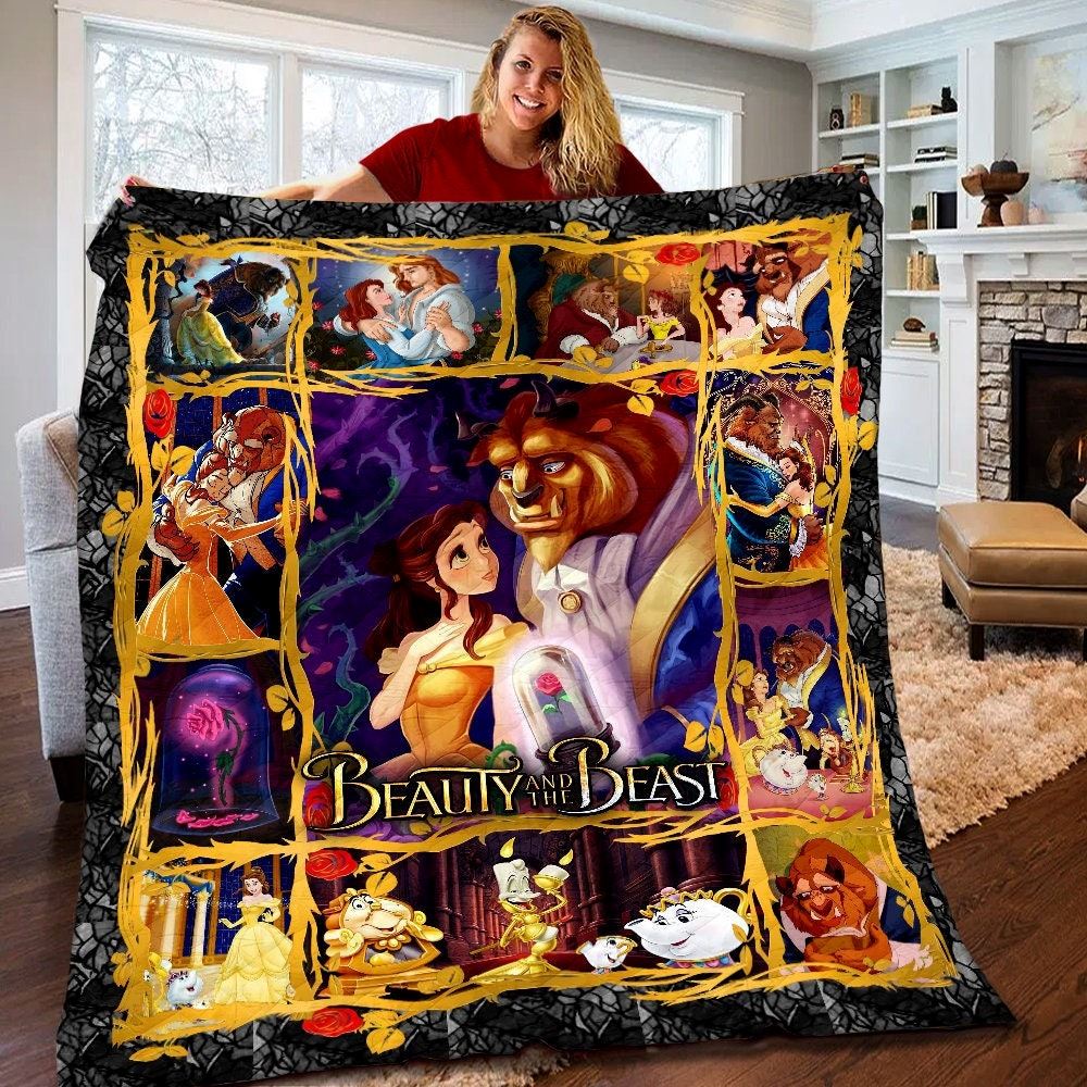 Disney Beauty The Beast Quilt Disney Princess Beauty And The Beast Blanket Disney Belle Birthday Gifts Christmas Gifts For Kids