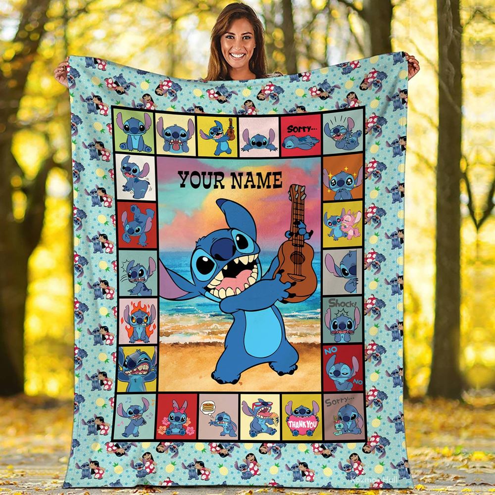 Disney Lilo And Stitch Blanket Personalized Custom Stitch Blanket Ohana Means Family Blanket Christmas Gifts Birthday Gifts For Kids 4sm8c