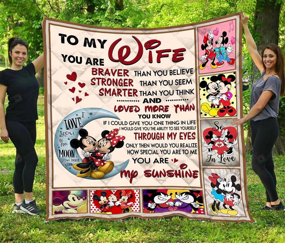 Disney Mickey Minnie To My Wife Fleece Blanket Mickey Minnie Throw Blanket For Bed Couch Sofa Christmas Gifts