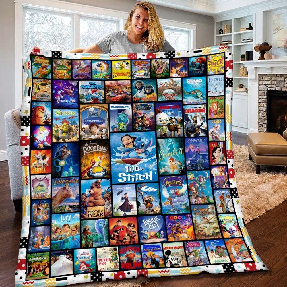 Disney Movies Quilt Blanket Walt Disney Fleece Blanket Walt Disney Characters Birthday Gifts For Fans Disney Christmas Gift For Kids