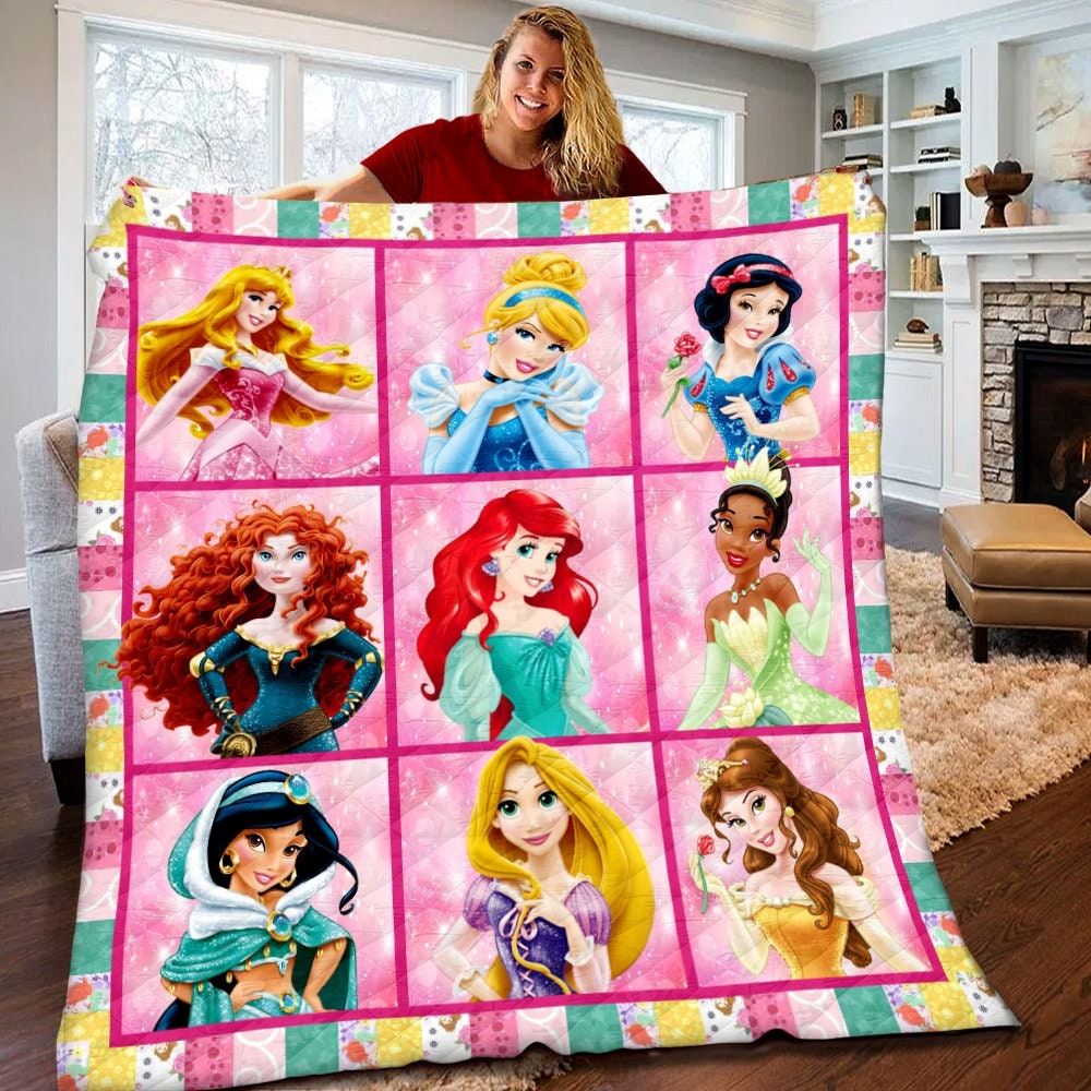 Disney Princesses Quilt Disney Princesses Blanket Fairy Tale Princess Themed Party Tangled Rapunzel Cinderella Christmas Gifts