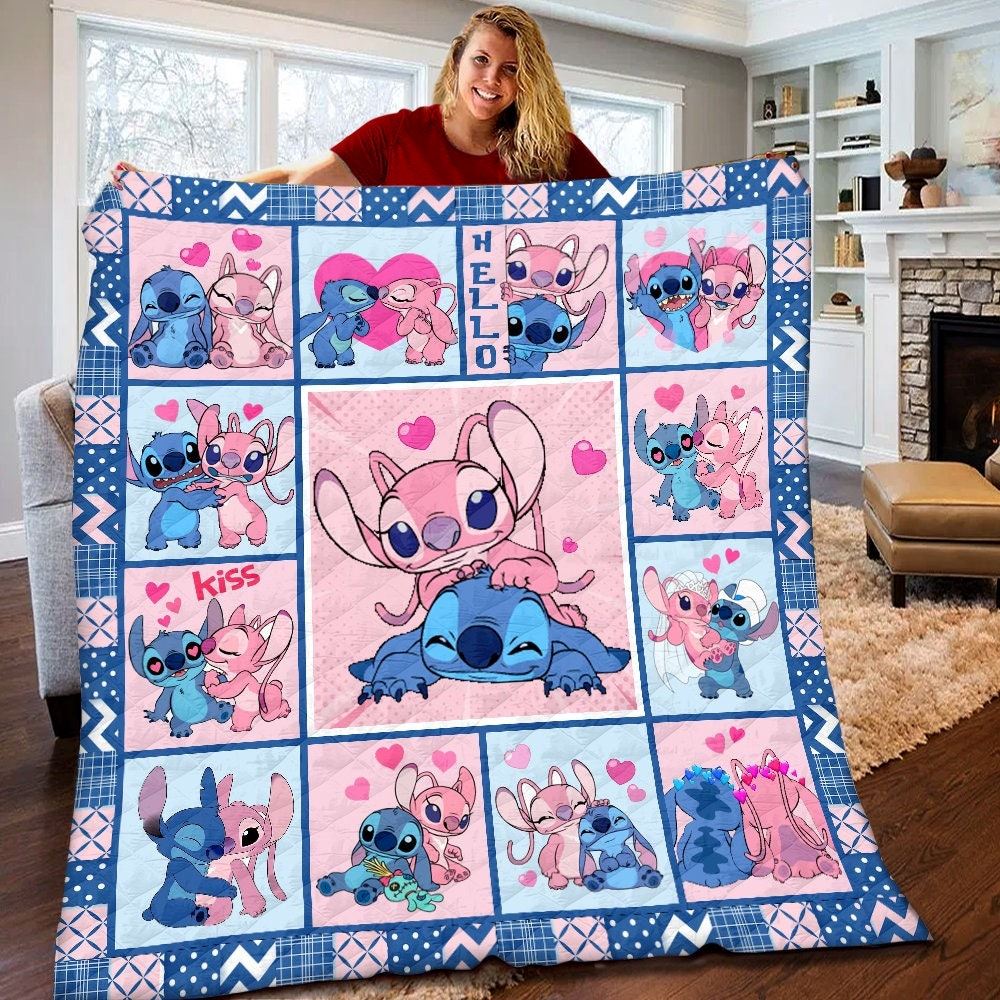 Disney Stitch Angel Quilt Stitch Angel Fleece Blanket Stitch Angel Birthday Gifts Disney Valentine Gifts For Couples 319vj